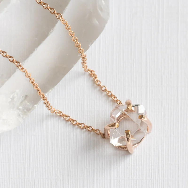 Women’s minimalist necklaces-The Herkimer Diamond Necklace | Rose Gold Filled