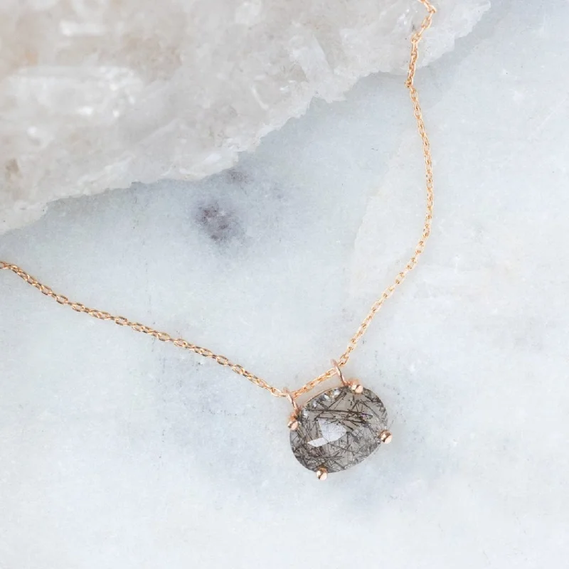 Women’s diamond pendant necklaces-The Tourmaline in Quartz Necklace | 10K Rose Gold