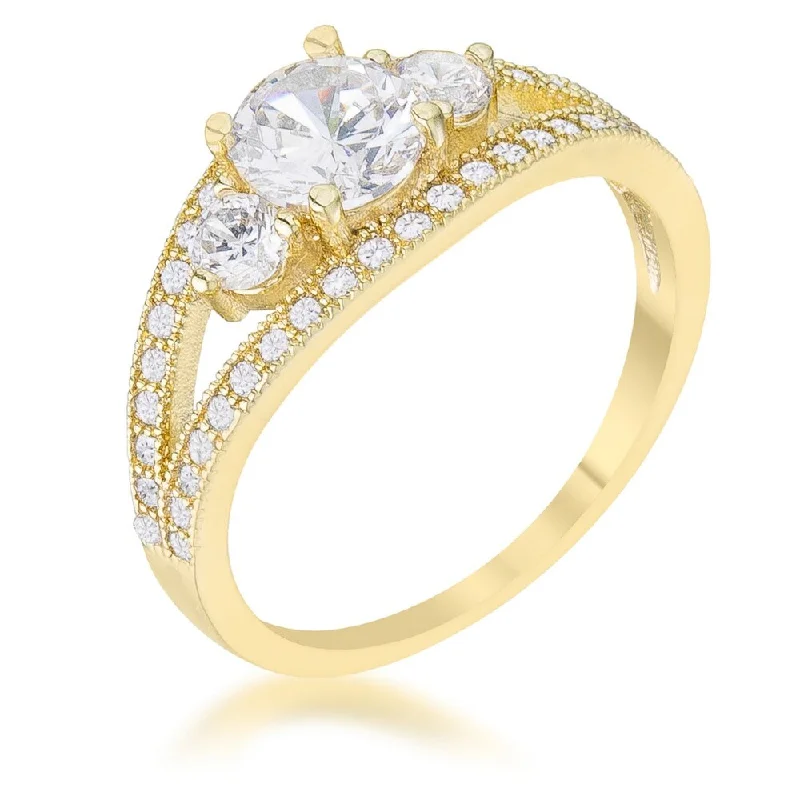 Women’s vintage style rings-Genna 1.1ct CZ 14k Gold Delicate Classic Ring