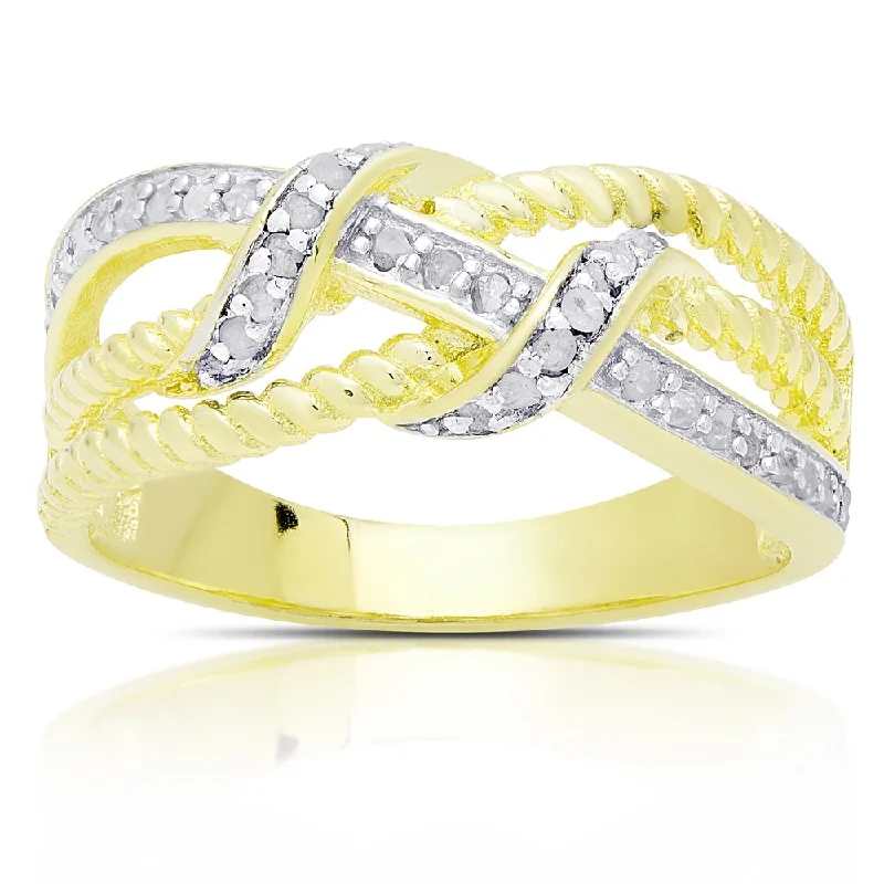 Women’s simple rings-Finesque Gold Over Sterling Silver 1/4ct TDW Diamond Twist Ring