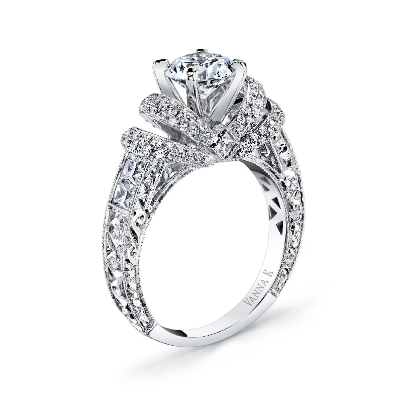 Women’s engagement rings with blue diamonds-18K White Gold Diamond Engagement Ring