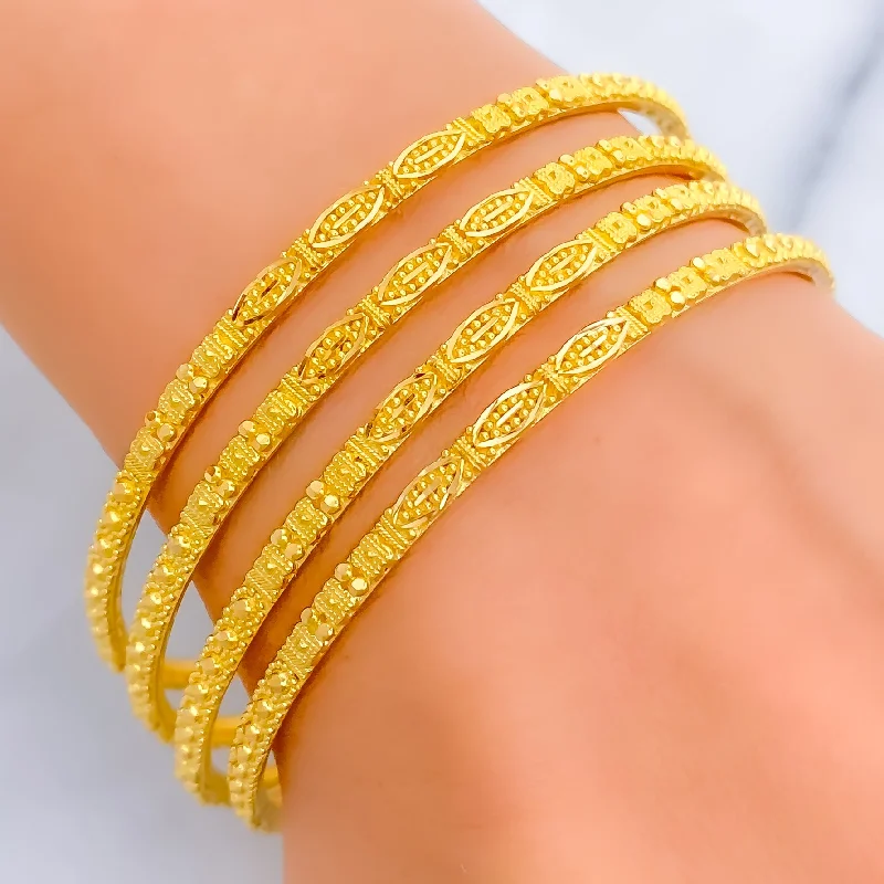 Women’s pearl bracelets-Chic Timeless 22k Gold Bangles