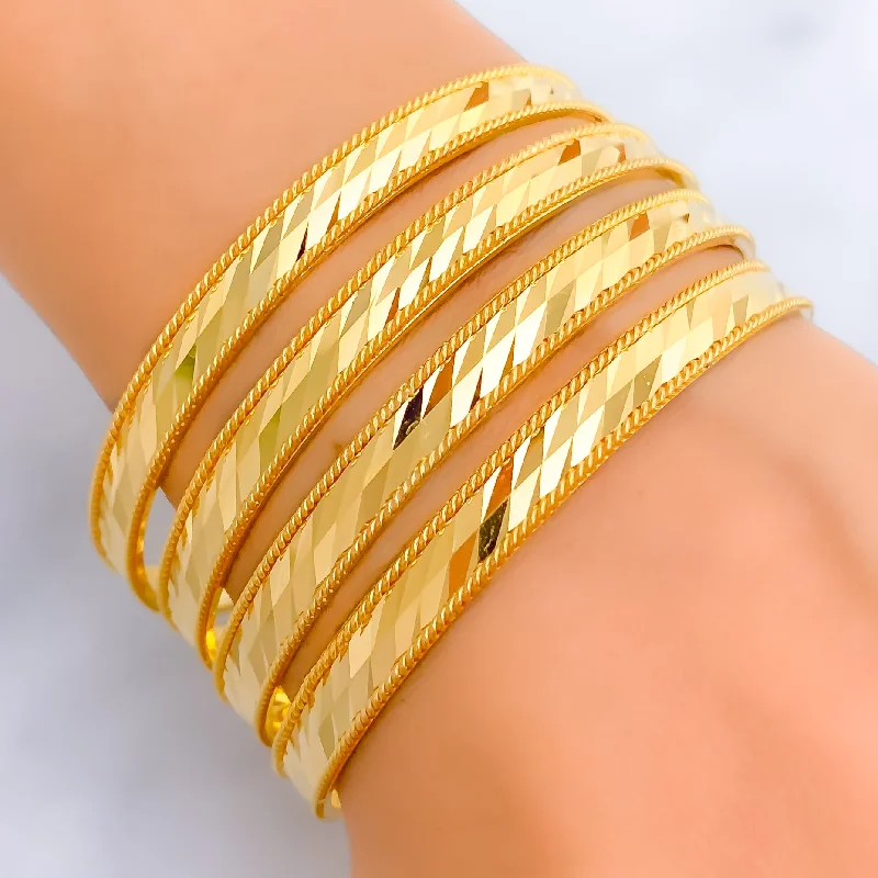 Women’s gemstone bracelets-Iridescent Lustrous 21k Gold Rare Bangles