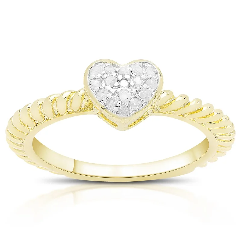 Women’s elegant rings-Finesque Gold Over Sterling Silver 1/0 Ct TDW Diamond Heart Ring