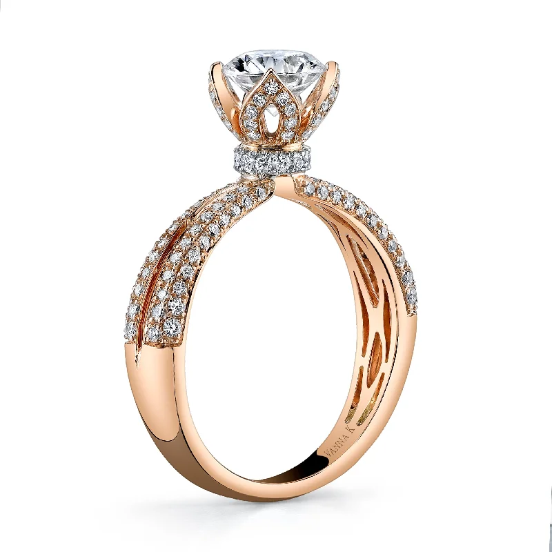 Women’s luxury diamond engagement rings-18K Rose Gold Diamond Engagement Ring