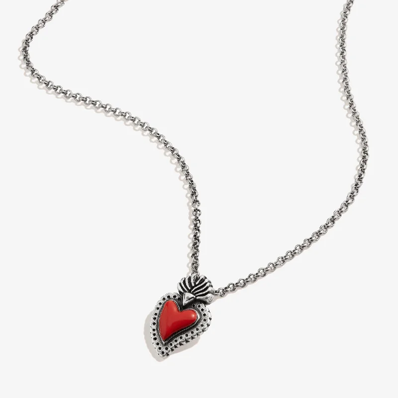 Women’s silver chain necklaces-Frida Kahlo Sacred Heart Necklace