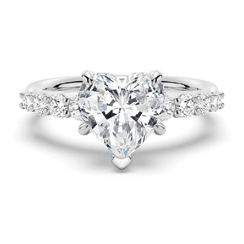 Women’s solitaire engagement rings-Classic Shared-Prong Heart Shaped Engagement Ring