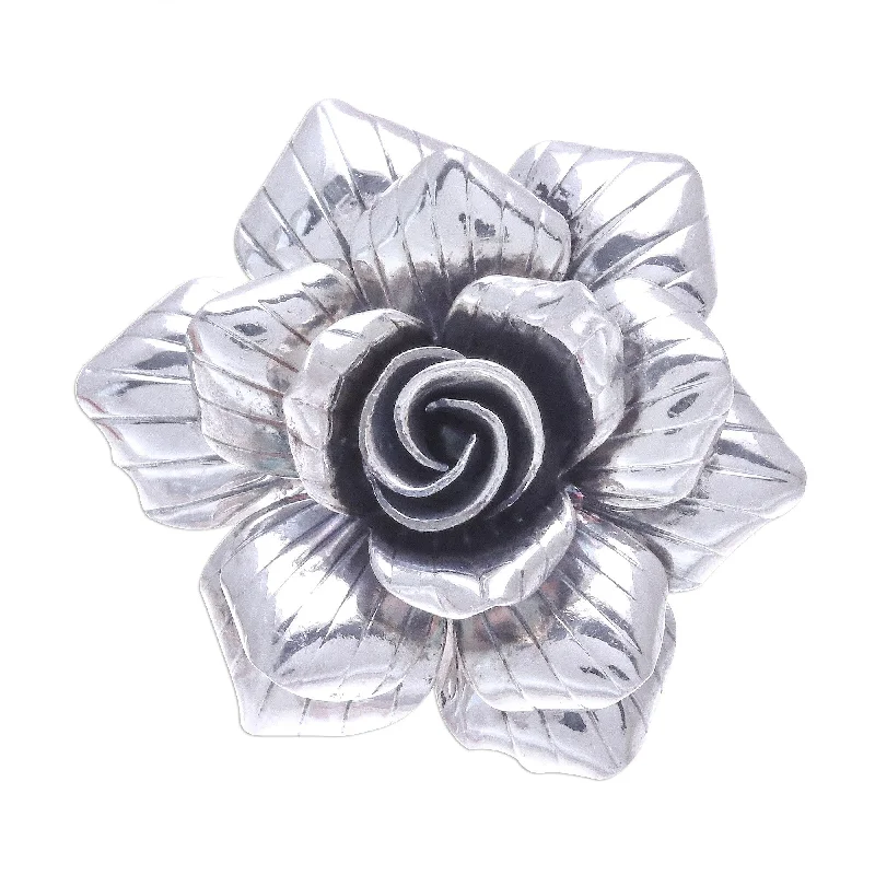 Women’s designer rings-Novica Handmade Forever Rose Sterling Silver Cocktail Ring