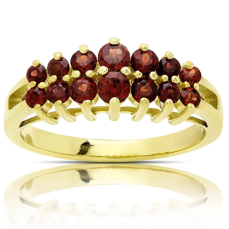 Women’s cocktail rings-Dolce Giavonna Gold Over Sterling Silver Garnet Two Row Ring