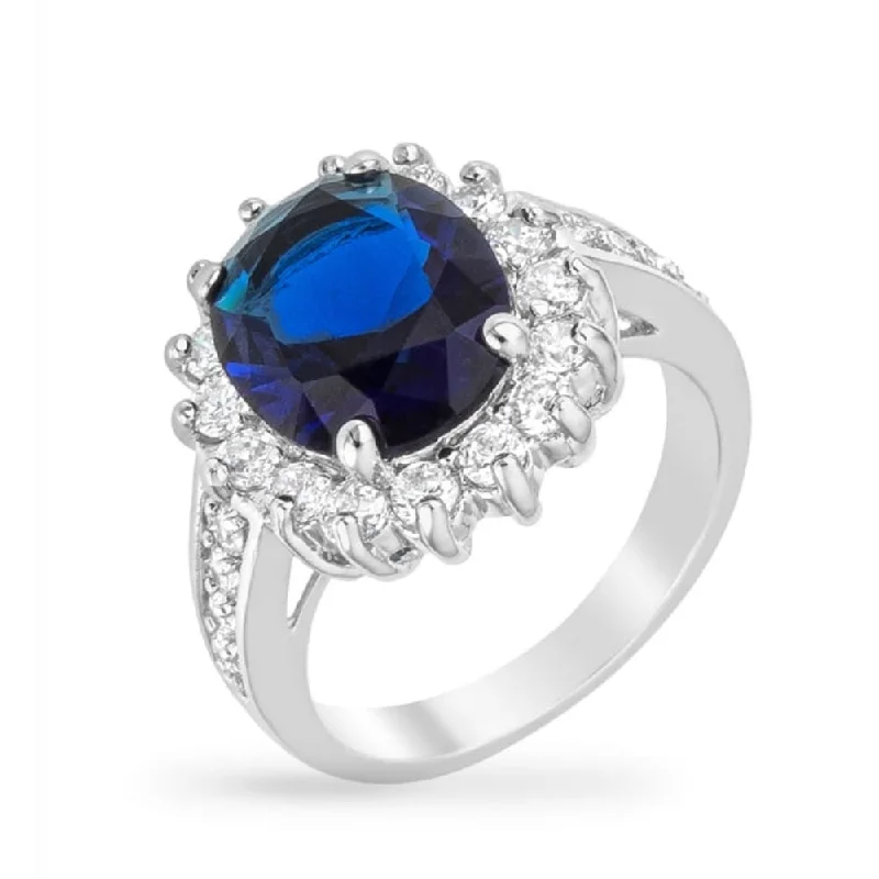 Women’s oval engagement rings-Sophisticated Blue Cambridge Elegance Ring For Timeless Style