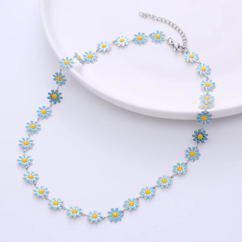 Silver Chain Blue Flowers