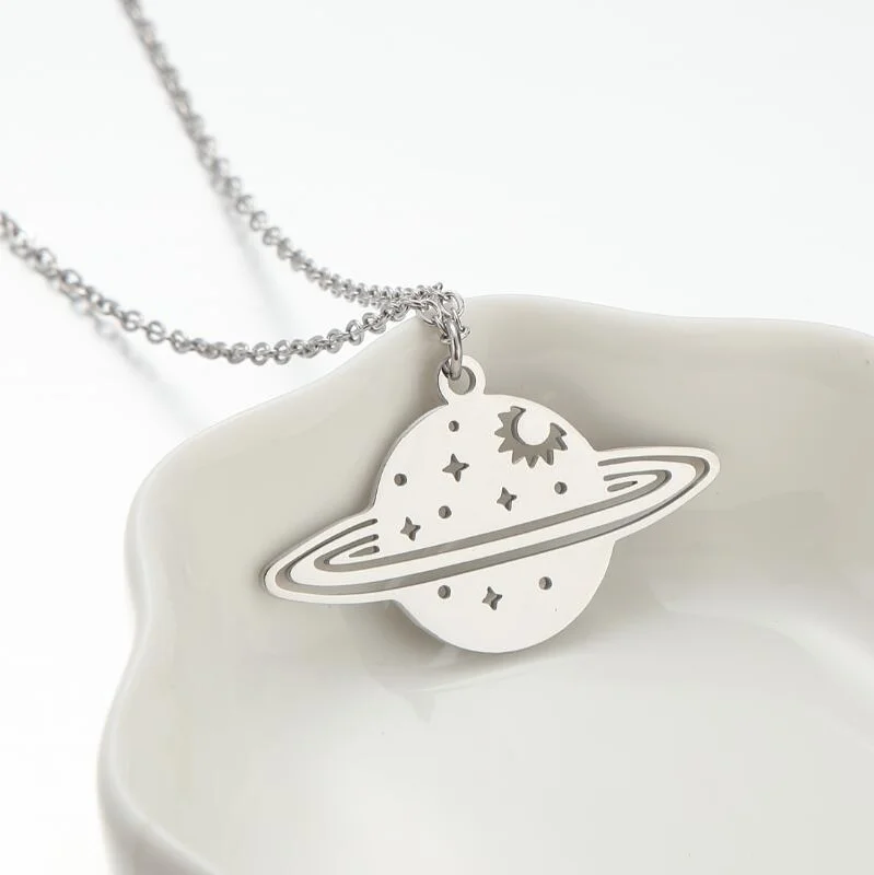 Saturn Necklace 1 Steel Color