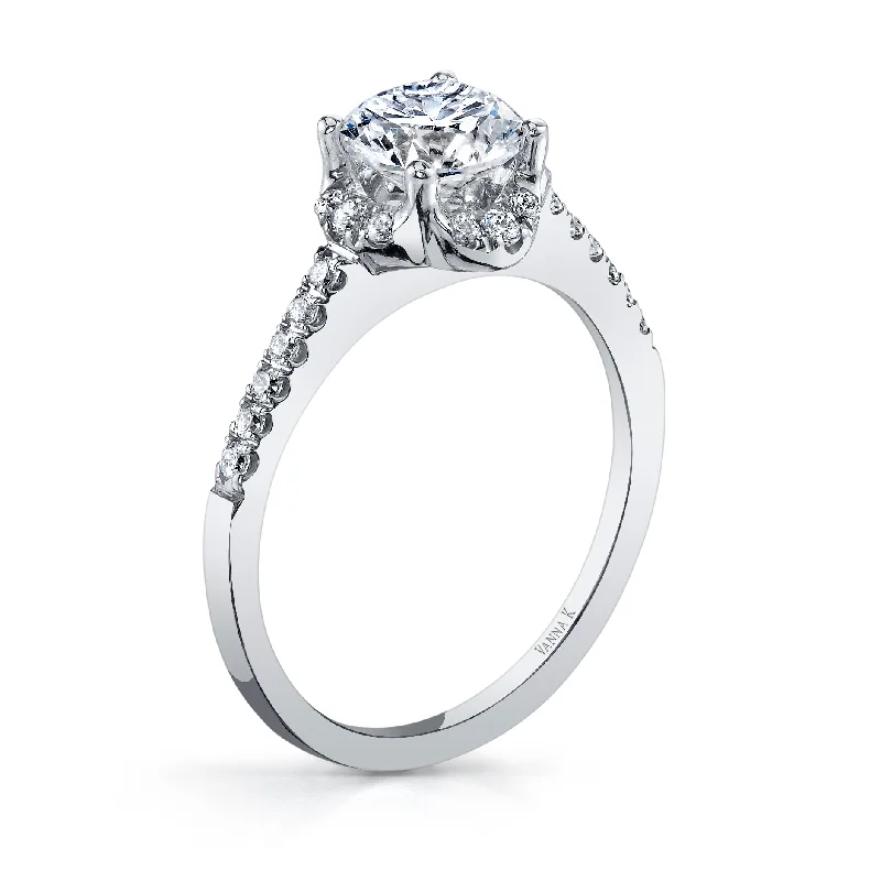 Women’s classic diamond engagement rings-18K White Gold Diamond Engagement Ring