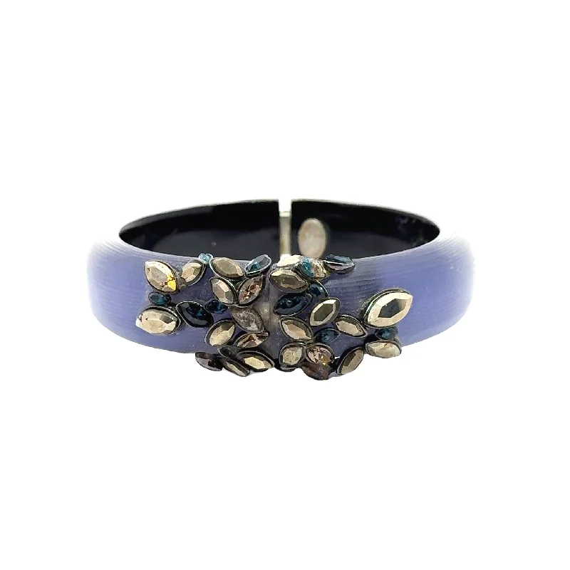 Women’s luxury leather bracelets-Pre-Owned Alexis Bittar Blue Lucite and Crystal Hinged Bangle