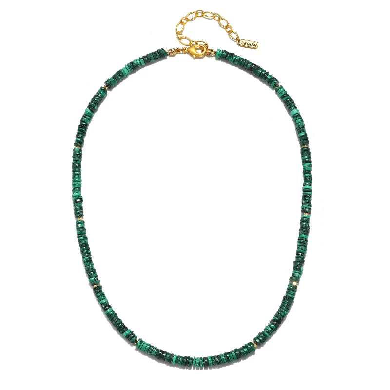 Women’s luxury gold necklaces-Malachite Heishi Beaded Necklace