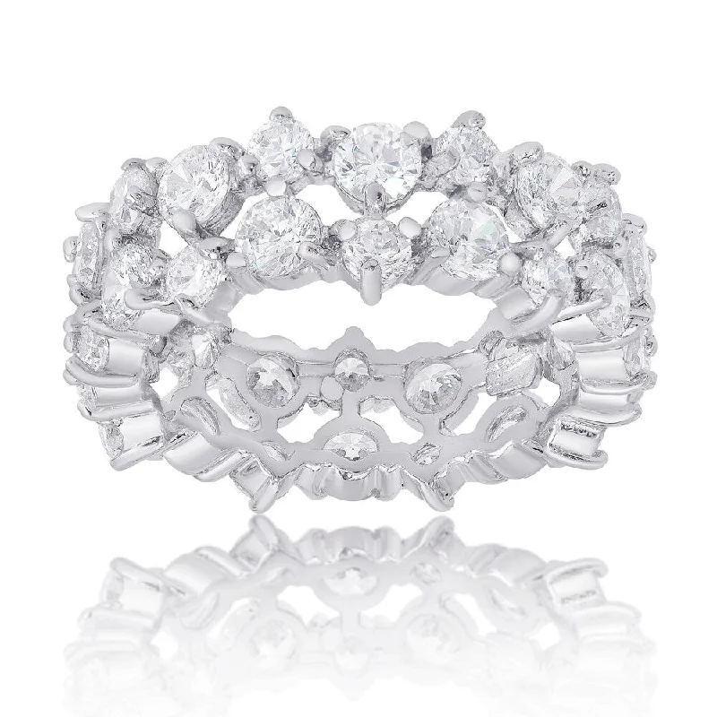 Women’s boho rings-Dolce Giavonna Sterling Silver Cubic Zirconia Eternity Style Ring