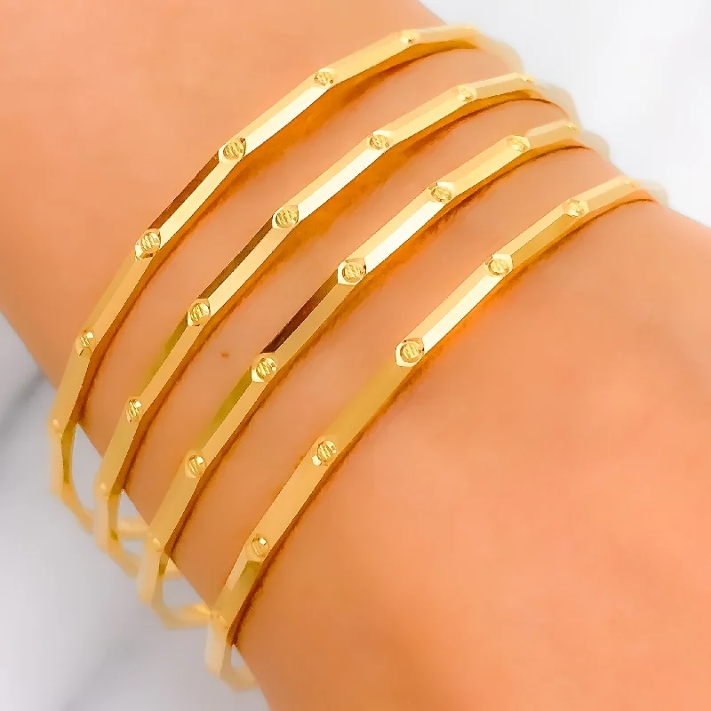 Women’s braided bracelets-Stately Dotted 22K Gold Bangles