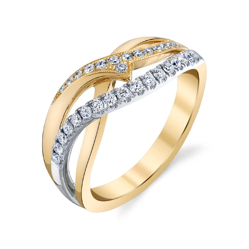 Women’s diamond halo engagement rings-14K Two Tone Fashion Diamond Ring