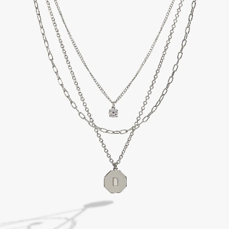 Women’s long necklaces-Crystal and Chain Layered Necklace