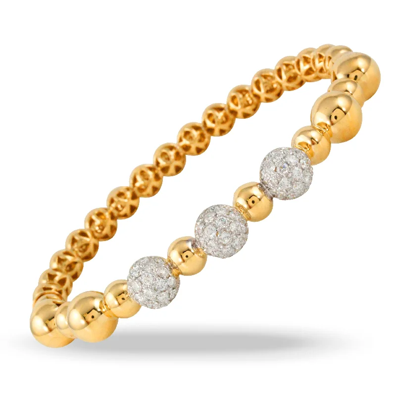 Women’s sparkling bracelets-Doves Diamond Fashion Collection 18K Yellow Gold Diamond Bangle