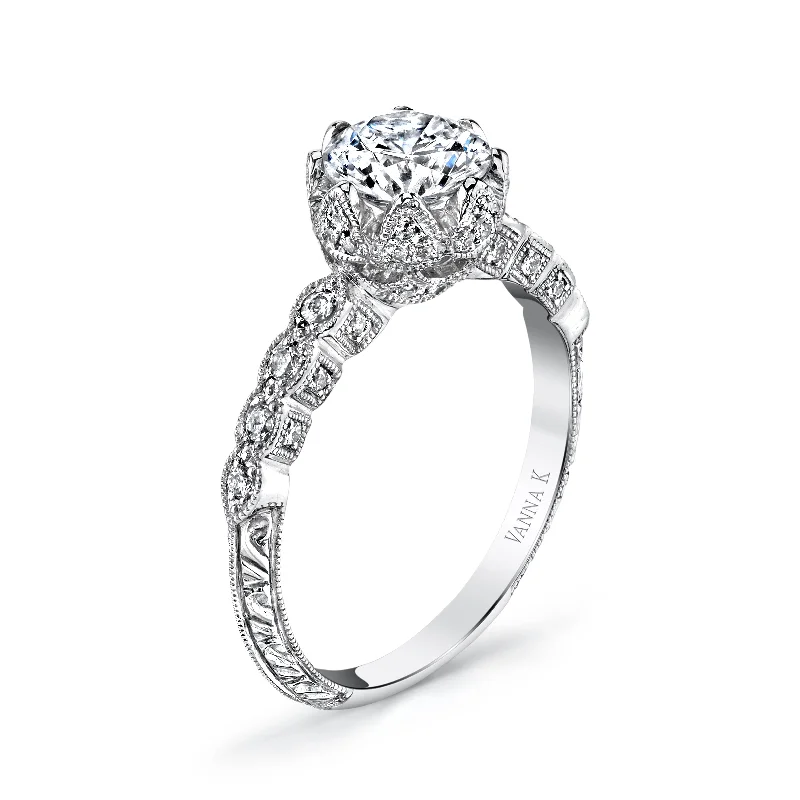 Women’s princess diamond engagement rings-18K White Gold Diamond Engagement Ring