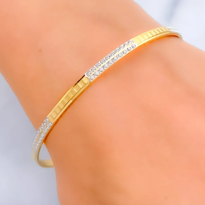 Women’s tennis bracelets-Alternating Glistening Two-Tone 22k Gold Bangle