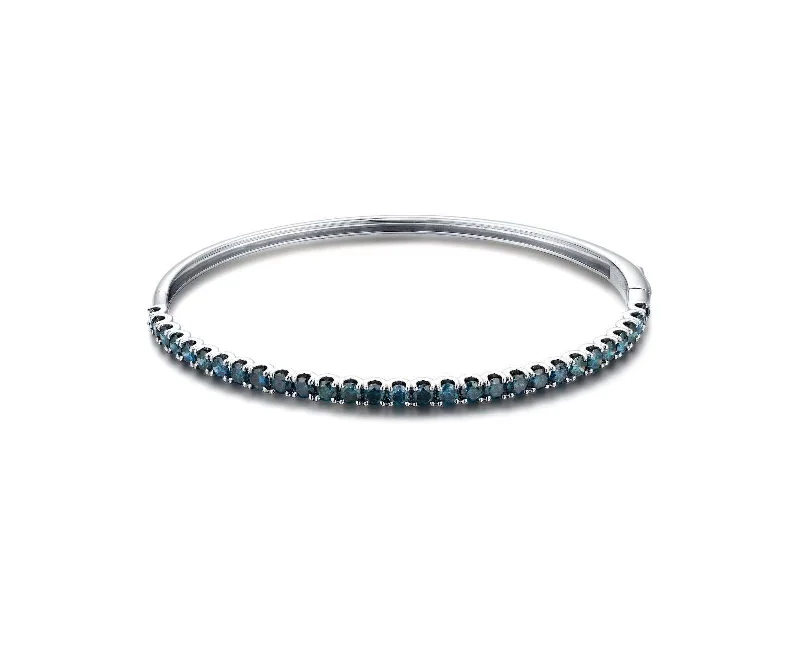 Women’s rose gold bracelets-Classic Blue Diamond Half Eternity Bangle