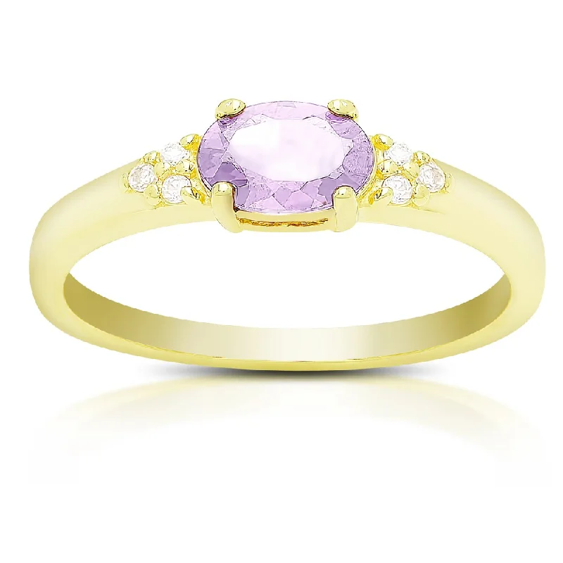 Women’s designer rings-Dolce Giavonna Gold Over Sterling Silver Gemstone and Cubic Zirconia Ring