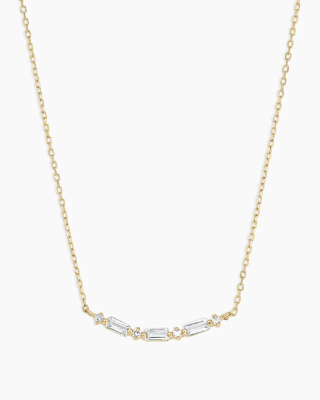 Women’s diamond pendant necklaces-Diamond and White Sapphire Amara Row Necklace