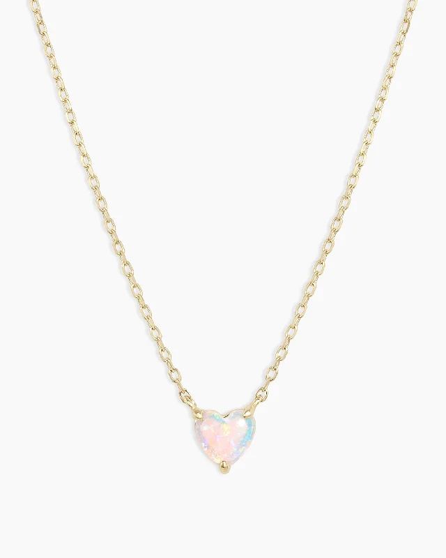 Women’s chunky necklaces-Opal Heart Necklace