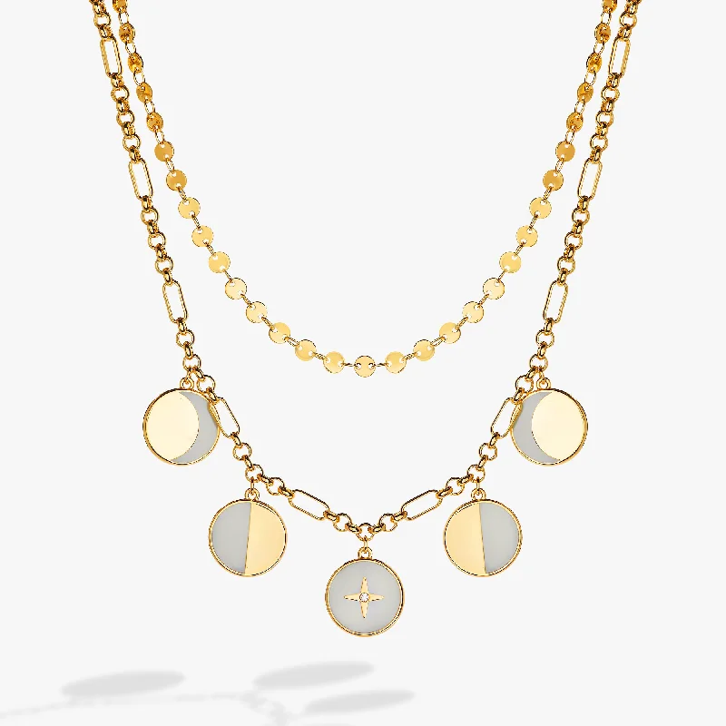 Women’s bar necklaces-Moon Phase Necklace