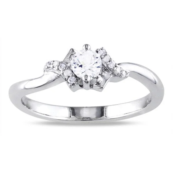 Women’s unique rings-Miadora Sterling Silver 1/3ct TGW Created White Sapphire and Diamond Accent Ring