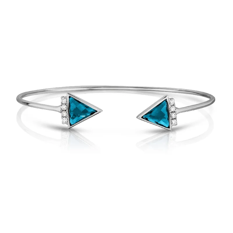 Women’s simple bracelets-Doves London Blue Collection 18K White Gold Diamond Bangle