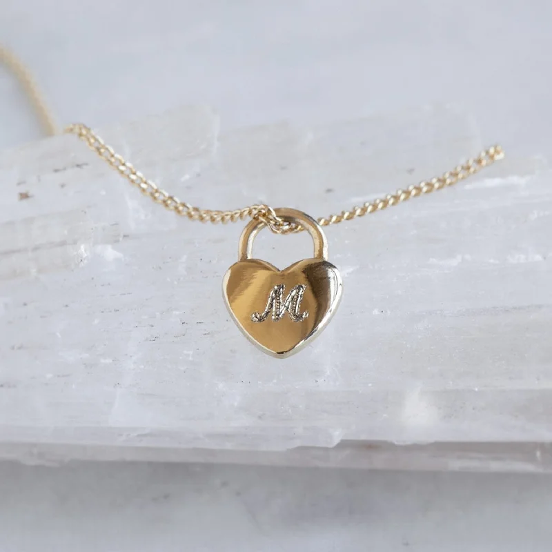 Women’s delicate gold necklaces-The Personalized Heart Lock Necklace | 14K Yellow Gold