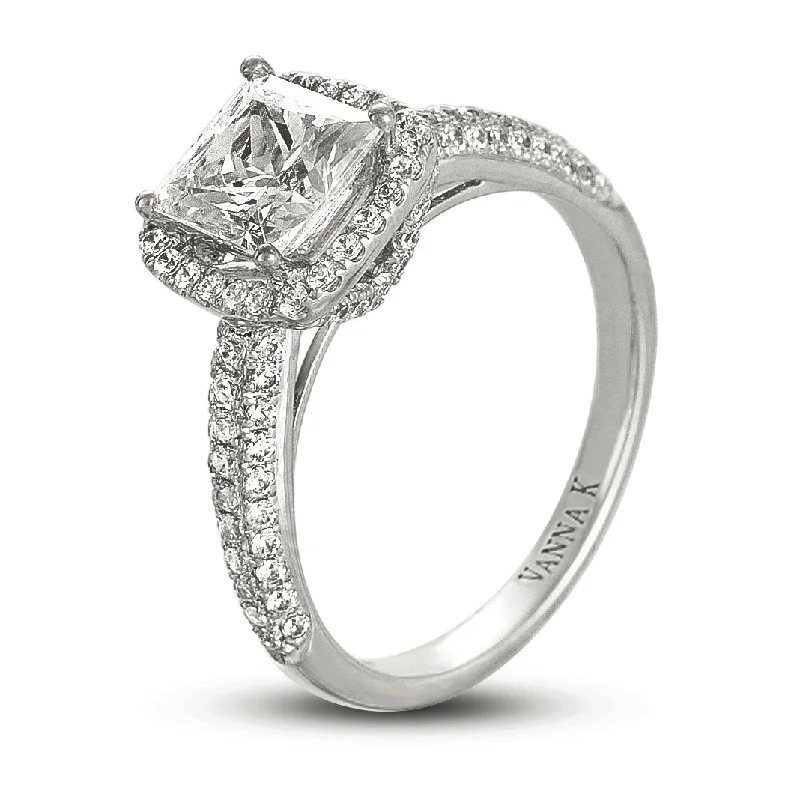 Women’s band engagement rings-18K White Gold Diamond Engagement Ring