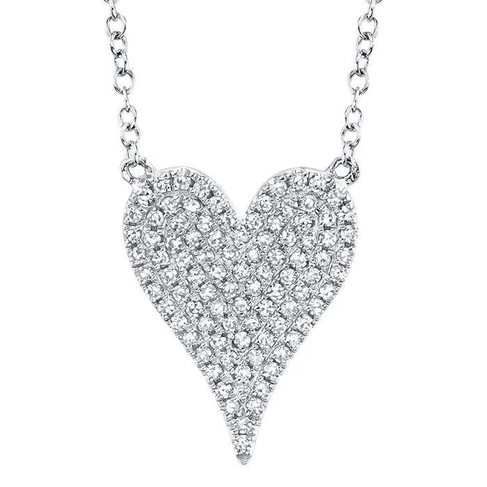 Women’s bridal necklaces-0.21ctw Diamond Pave Heart Pendant Necklace