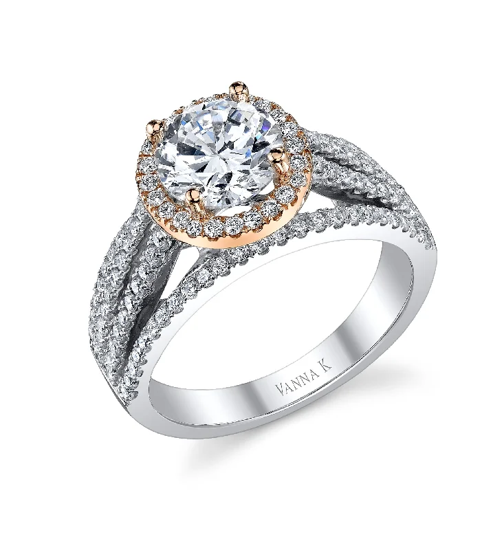 Women’s unique gemstone engagement rings-18K Two Tone Diamond Engagement Ring