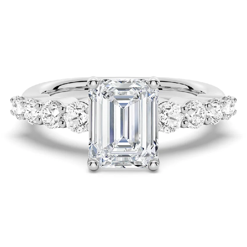 Women’s custom engagement rings-Classic Shared-Prong Emerald Cut Engagement Ring