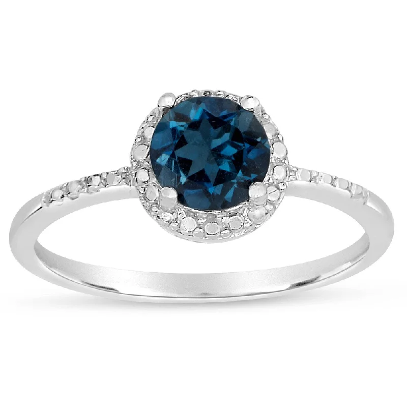 Women’s stackable diamond rings-Dolce Giavonna Sterling Silver London Blue Topaz Ring