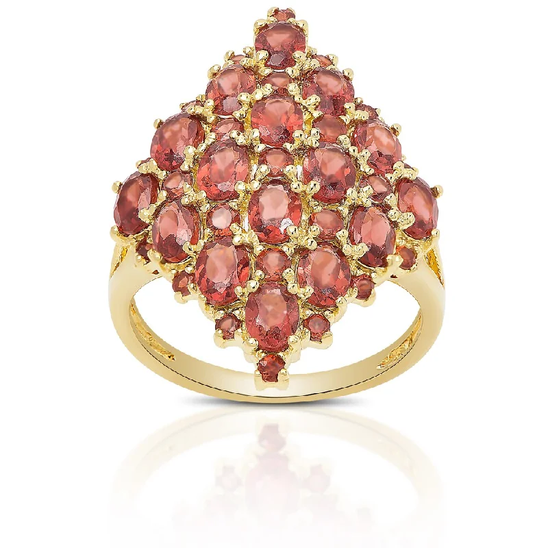 Women’s heart-shaped rings-Dolce Giavonna Gold Over Sterling Silver Gemstone Cluster Ring