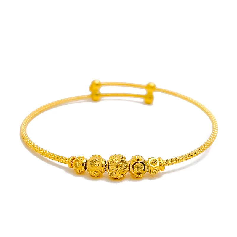 Women’s infinity bracelets-Dapper Dotted Orb 22k Gold Adjustable Baby Bangle