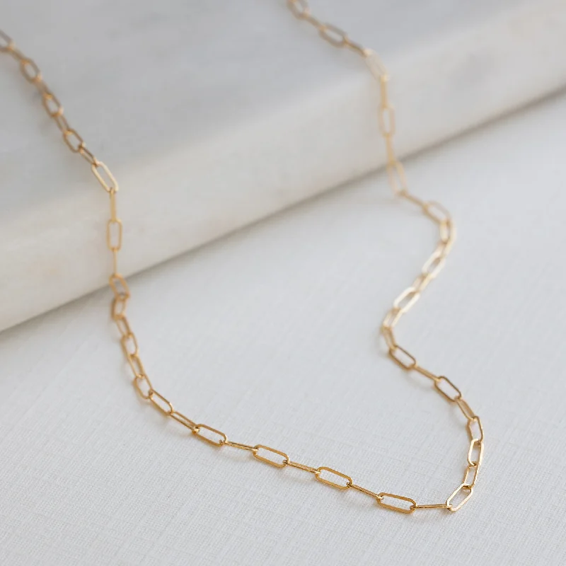 Women’s gold-plated necklaces-The Drawn Cable Link Chain Necklace | 14K Yellow Gold