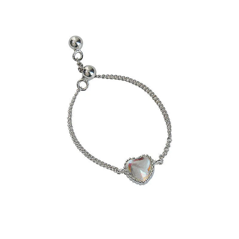 Heart-Shaped Telescopic Ring (White Gold Color)