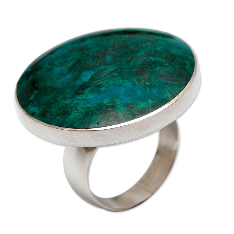 Women’s sparkling diamond rings-Novica Handmade Planet Chrysocolla Cocktail Ring