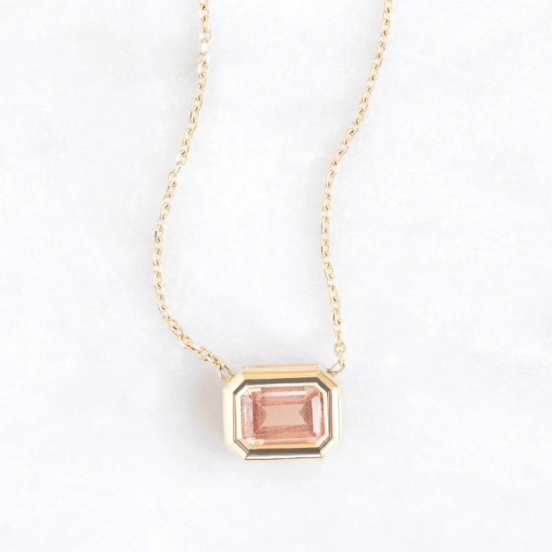 Women’s butterfly necklaces-The Emerald-Cut Sunstone Necklace | 10K Yellow Gold