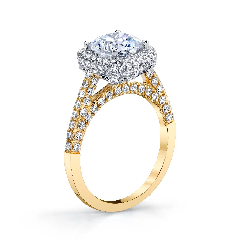 Women’s custom engagement rings-18K Two Tone Diamond Engagement Ring