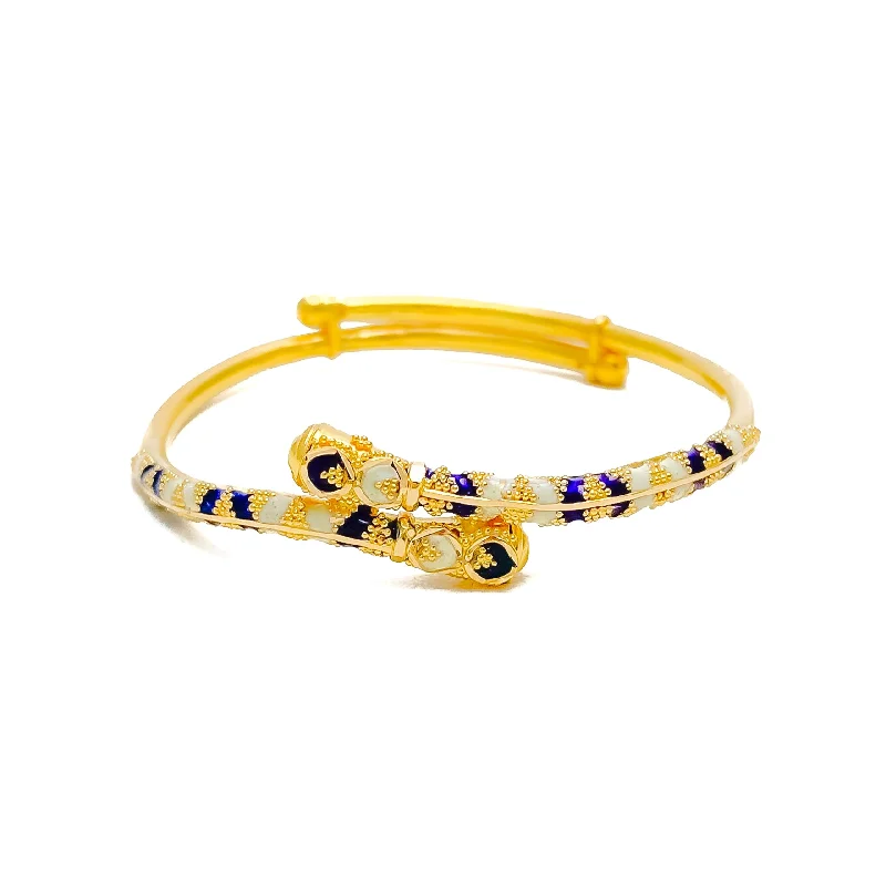 Women’s elegant charm bracelets-Sleek Overlapping 22k Gold Meena Baby Bangle