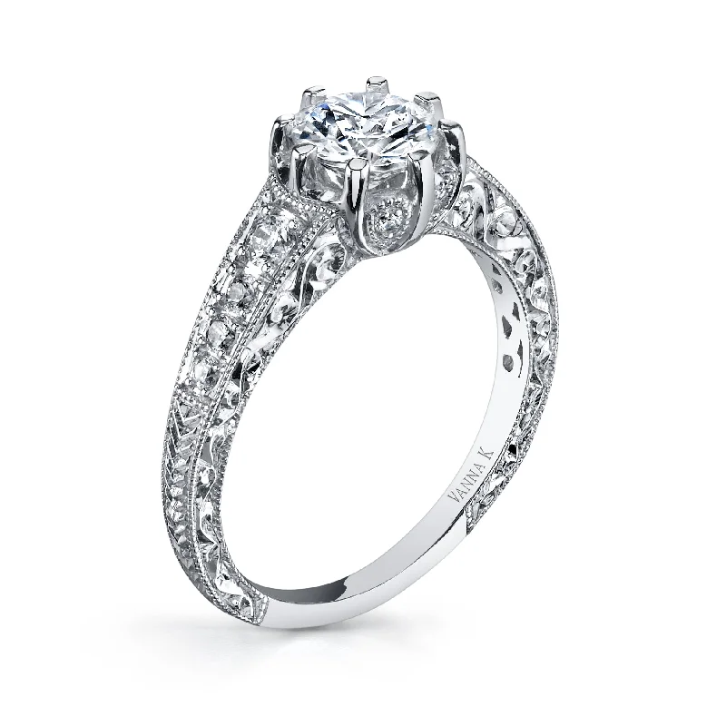 Women’s white gold engagement rings-18K White Gold Diamond Engagement Ring