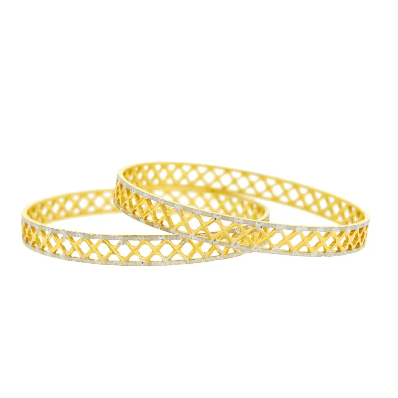 Women’s tennis bracelets-2-Tone Singapore Bangles