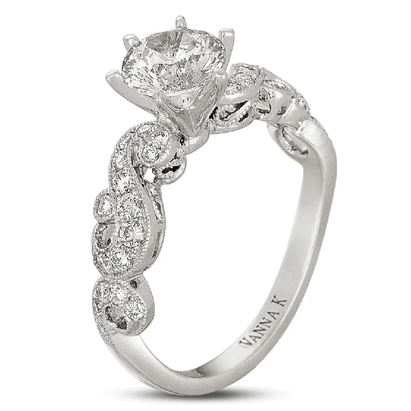 Women’s square diamond engagement rings-18K White Gold Diamond Engagement Ring